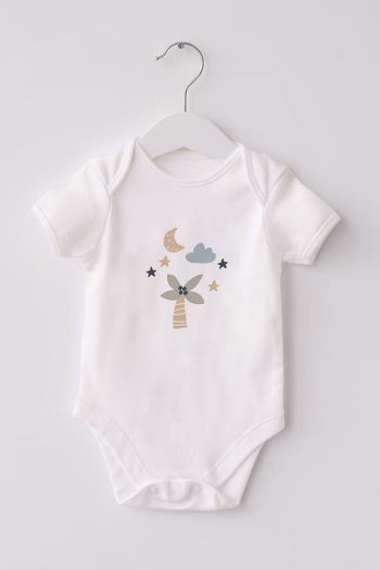 Lilabio 100% Organic Cotton 3-Pack Short Sleeve Baby Bodysuit Elephant