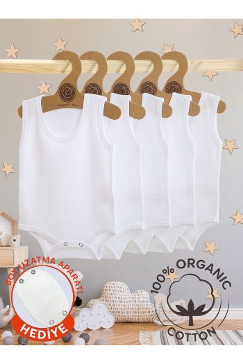 Vitmo 5-Pack Baby Strap Bodysuit with Height Extender Gift - 100% Cotton