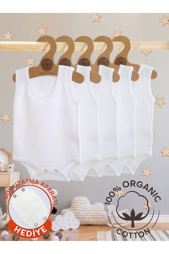 Vitmo 5-Pack Baby Strap Bodysuit with Height Extender Gift - 100% Cotton
