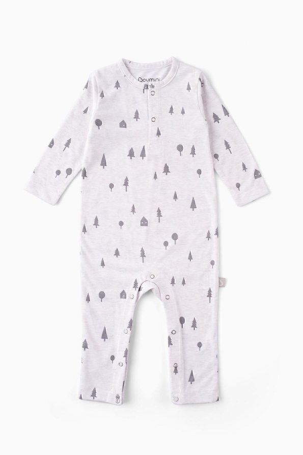Boumini Baby Long Sleeve Snapsuit Pine Forest Print