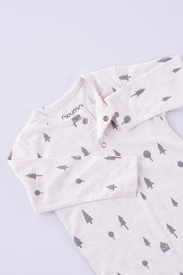 Boumini Baby Long Sleeve Snapsuit Pine Forest Print