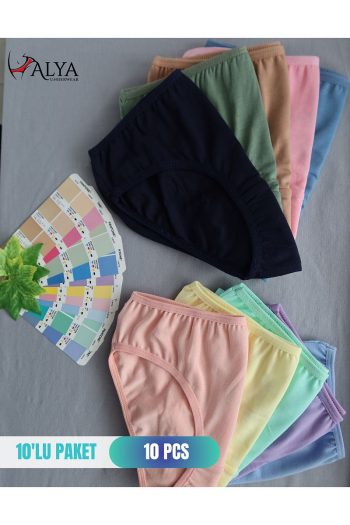 ALYA UNDERWEAR Girls' Cotton Colorful Briefs Pack of 10