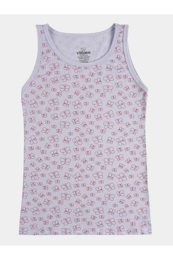 vitmo Girls' Cotton 3-Pack Tank Tops and 3-Pack Briefs Mixed Colors Cherry 6-Piece Set