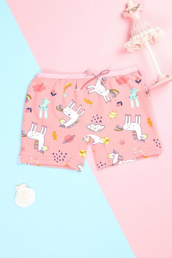 Madaliina Girls' 95% Cotton Mixed Pattern 5-Piece Boxer Set