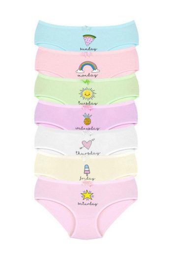 Newlilla 007 Girls' Mix Color Printed Panties Pack of 7