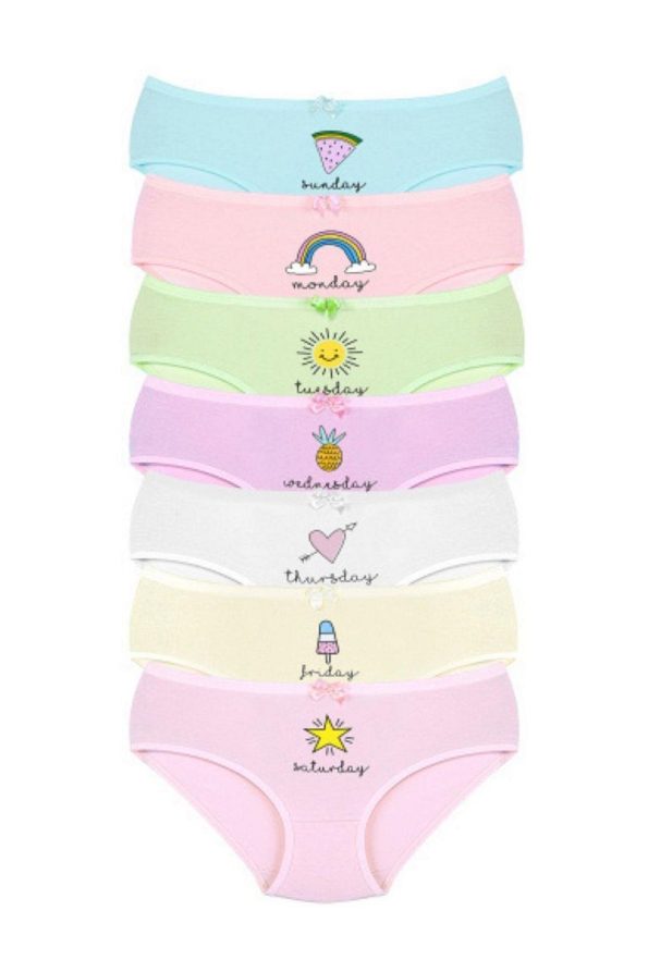 Newlilla 007 Girls' Mix Color Printed Panties Pack of 7