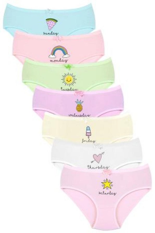 Newlilla 007 Girls' Mix Color Printed Panties Pack of 7