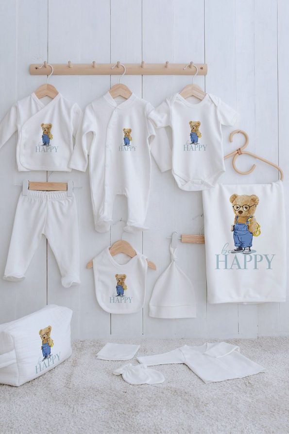 Tuğba Swan Organic 11-Piece Baby Hospital Set - Pure Baby - Bear-Designed Overalls