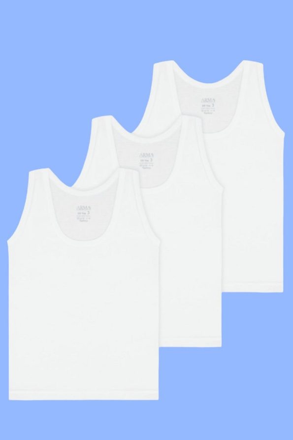 Embroidered Star Boys' White Tank Top and Brief Set - 3 Pack
