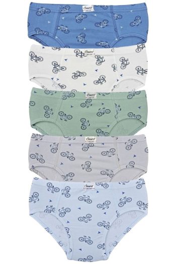 Onurel 5-Pack Boys' Colorful Bike Pattern Stretch Briefs
