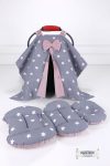 Umaybebek 2-Piece Supportive Stroller Cushion and Cover Set - Dark Gray Pink