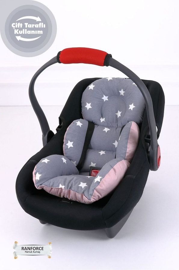 Umaybebek 2-Piece Supportive Stroller Cushion and Cover Set - Dark Gray Pink
