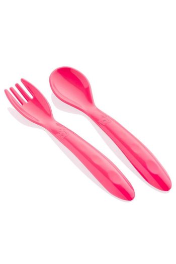 Babyjem Spill-Proof Pink Plate with Spoon and Fork Set