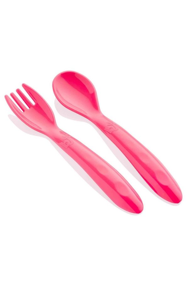 Babyjem Spill-Proof Pink Plate with Spoon and Fork Set