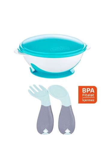 Babyjem Vacuum Plate with Blue Spoon and Fork Set