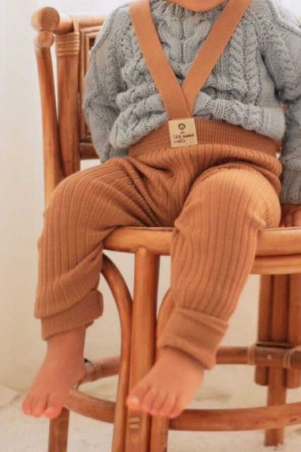 Minytrendy 2-Piece Set for Boys and Girls, 4 Seasons Cross-Strap Stretch Knit Baby Leggings