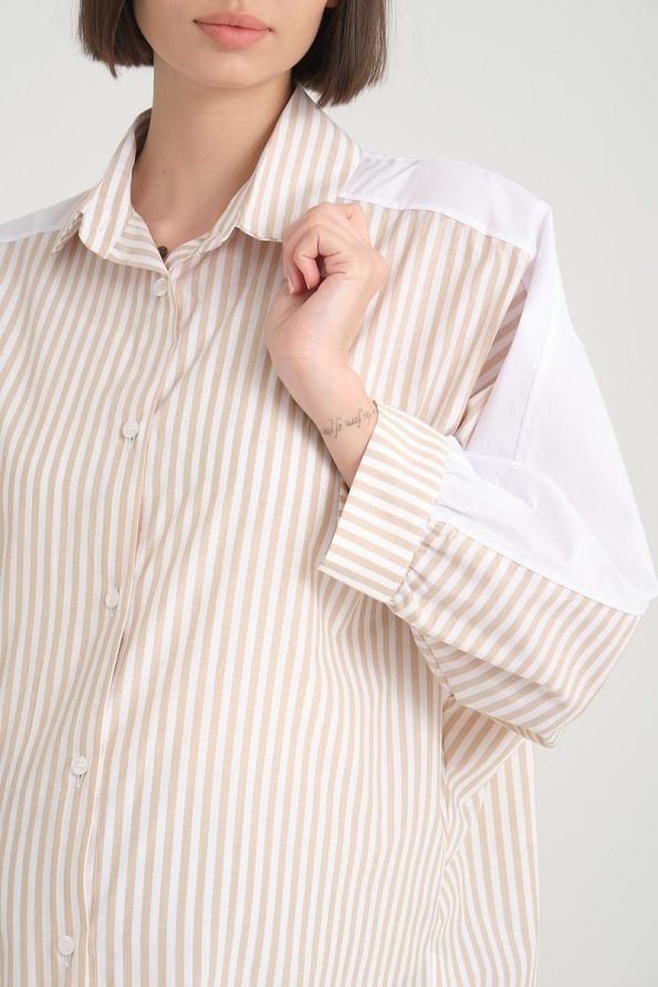 Ishıl Striped Batwing Sleeve Cotton Maternity Sports Top