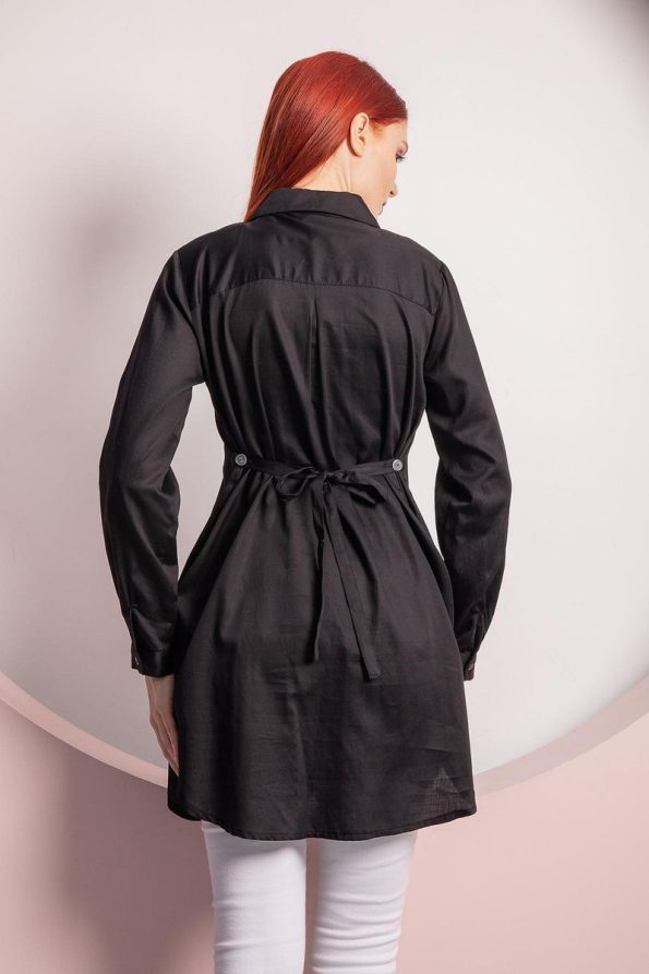 Ishıl Striped Collar Cotton Maternity Sports Shirt-Tunic