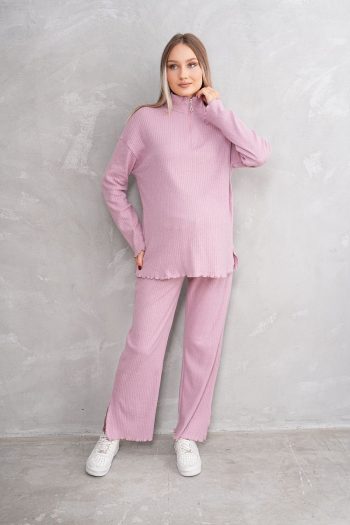 Miss World Lissa Pink Zip Collar Soft Fabric Maternity and Nursing Tracksuit
