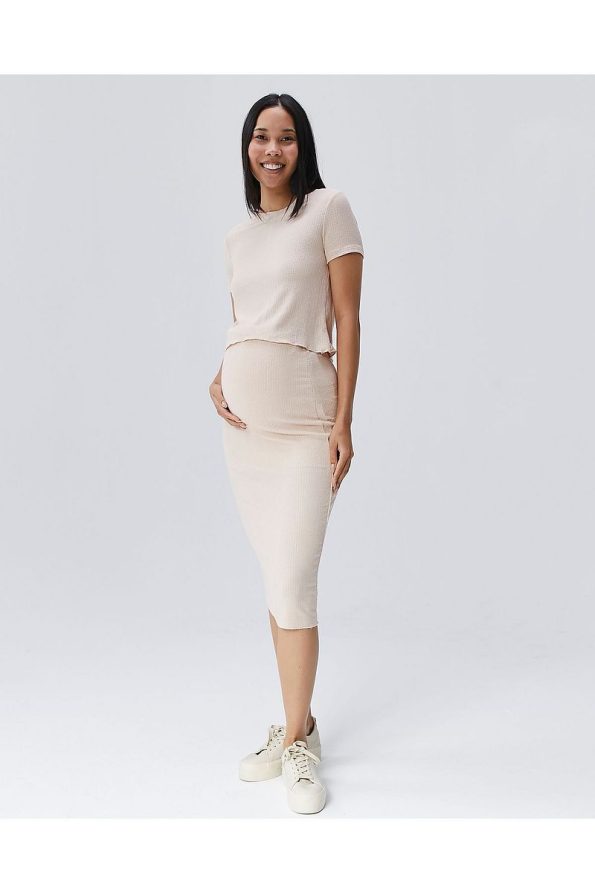 Lyn Mama KATE Two-Piece Dress Set - Beige