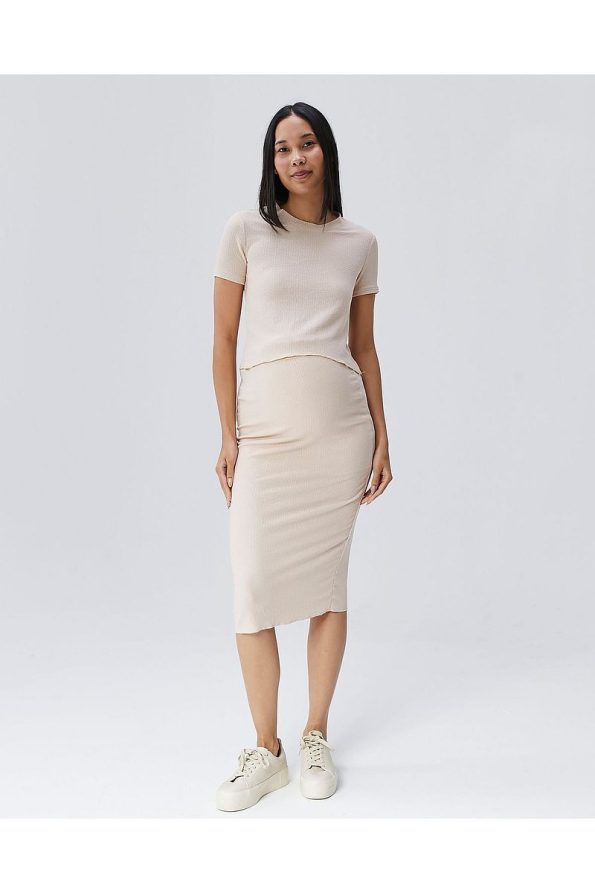 Lyn Mama KATE Two-Piece Dress Set - Beige