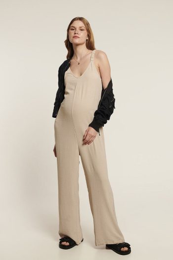 Lyn Mama Maternity Roxana Jumpsuit - Beige