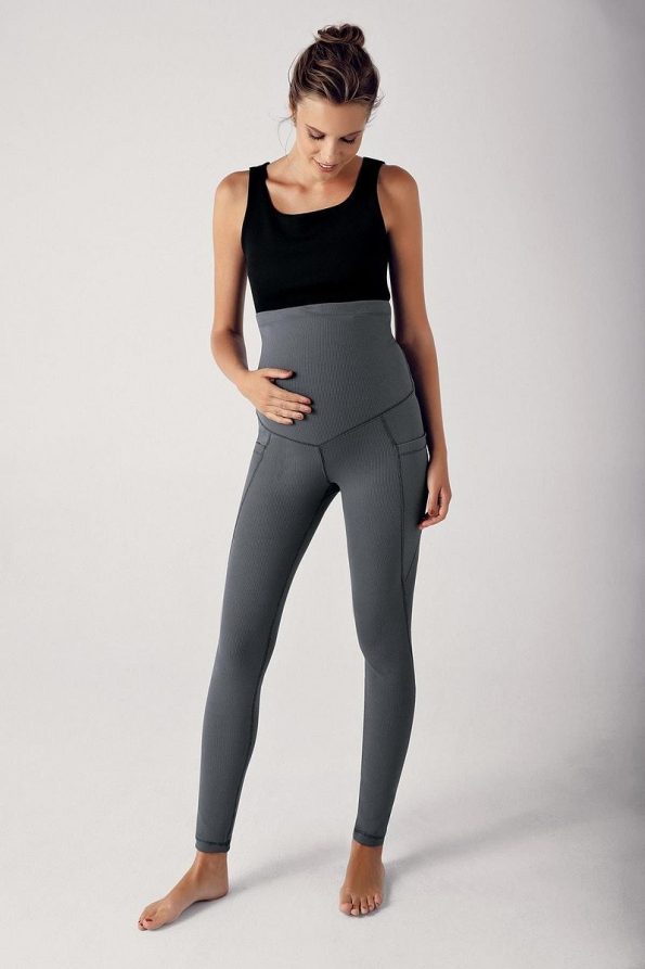 Adjustable High-Waisted Maternity Leggings with Pockets