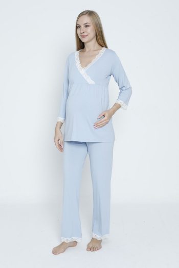 Miss Dünya Lissa Baby Blue Nursing Pajama Set