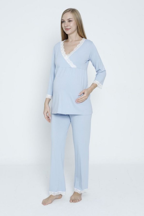 Miss Dünya Lissa Baby Blue Nursing Pajama Set