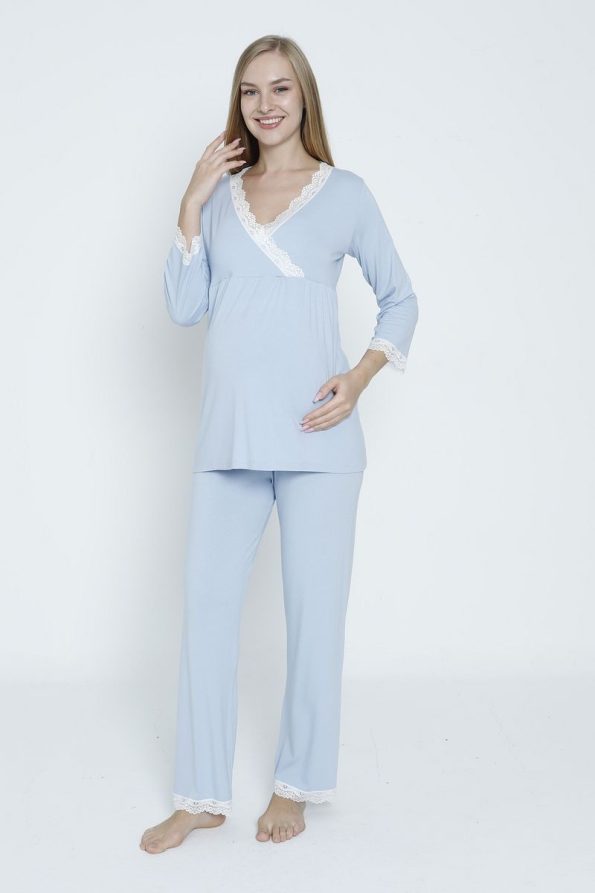 Miss Dünya Lissa Baby Blue Nursing Pajama Set