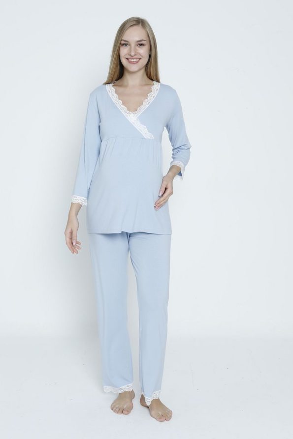 Miss Dünya Lissa Baby Blue Nursing Pajama Set