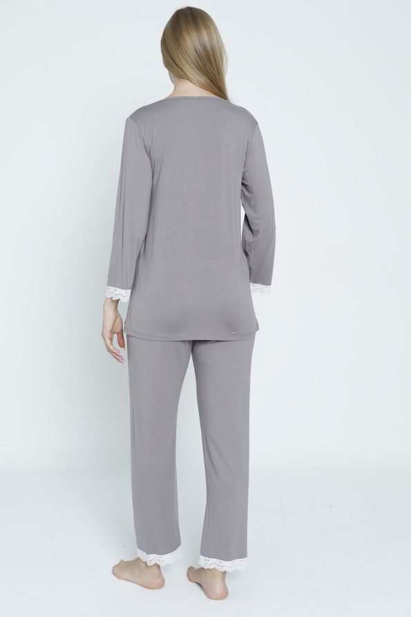 Miss Dünya Lissa Grey Nursing-Friendly Maternity Pajama Set