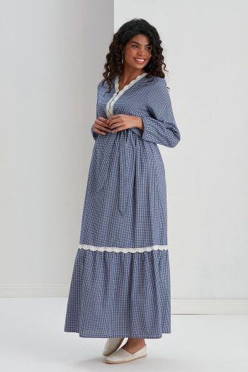 Ishsil M057 Mini Square Lace Cotton Maternity Maxi Dress