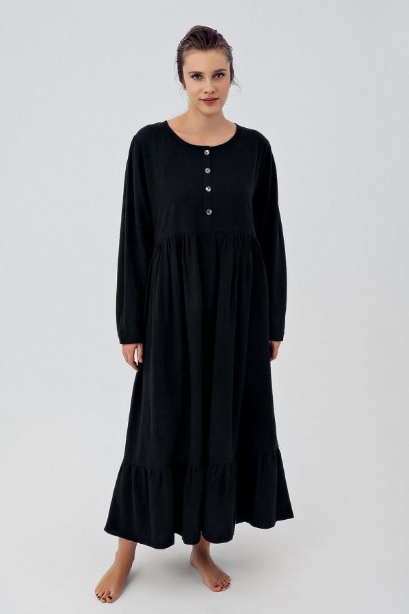 Linen Long Sleeve Maternity Dress
