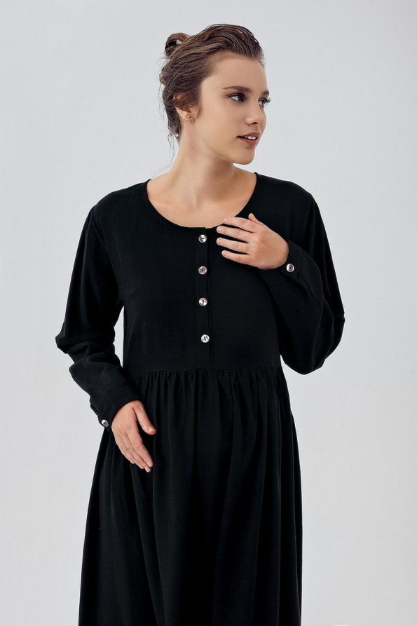 Linen Long Sleeve Maternity Dress