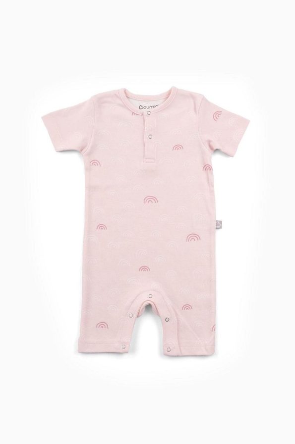 Boumini Cotton Short Sleeve Baby Romper Pink Rainbow