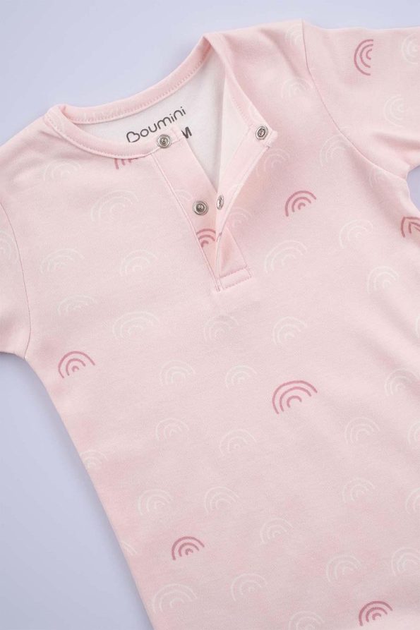 Boumini Cotton Short Sleeve Baby Romper Pink Rainbow