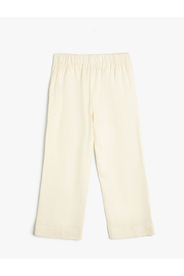 Cotton Linen Wide Leg Pants with Button Detail and Pockets
