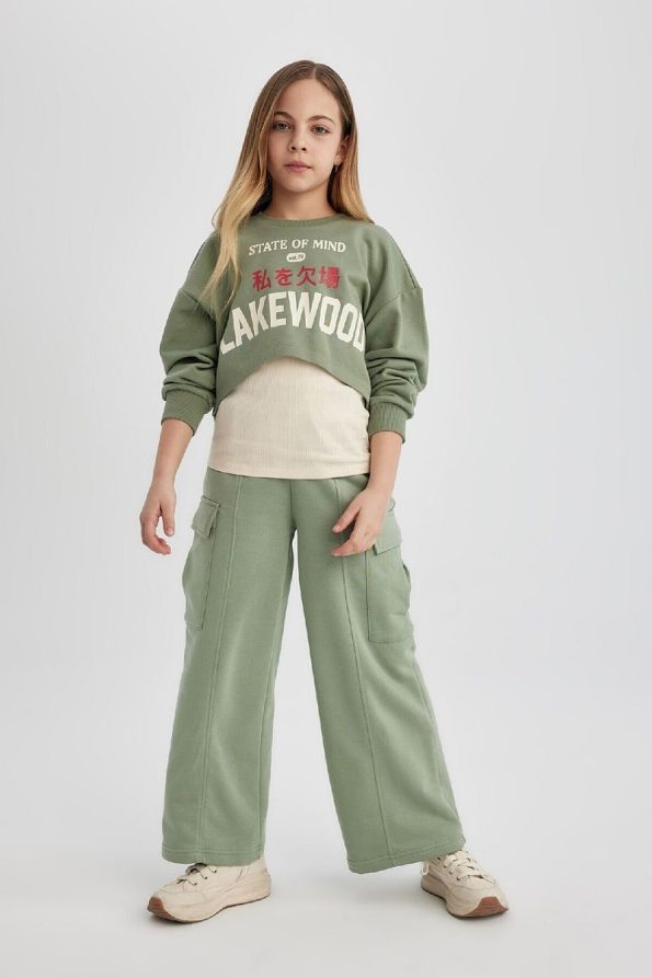 Defacto Girls Wide Leg Cargo Sweatpants