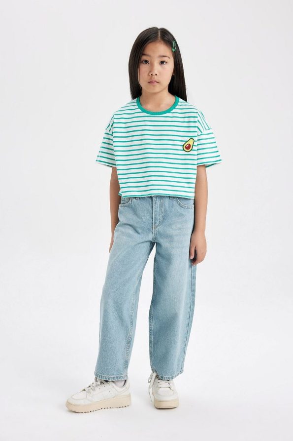Girls' Striped Short Sleeve T-Shirt