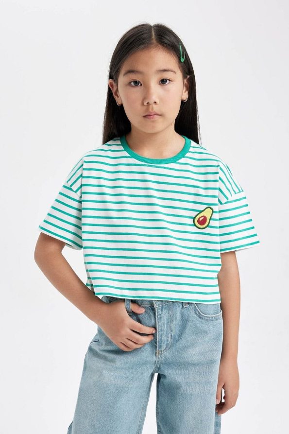 Girls' Striped Short Sleeve T-Shirt
