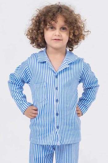 38 ThirtyEight All-Season Comfortable Cotton Blue Striped Boys Pajama Set