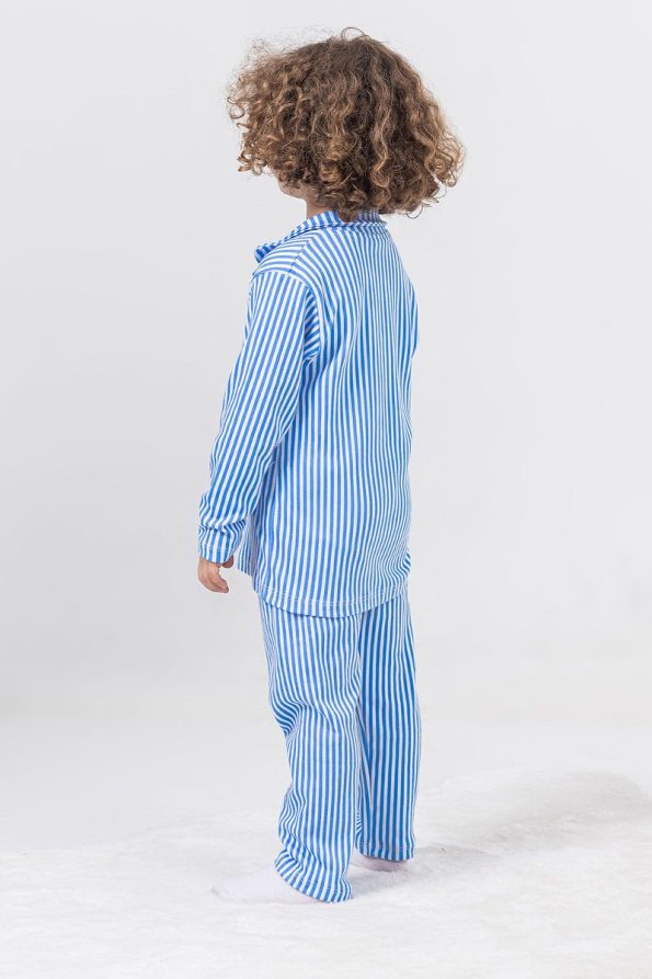 38 ThirtyEight All-Season Comfortable Cotton Blue Striped Boys Pajama Set