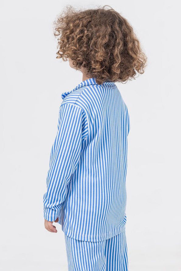 38 ThirtyEight All-Season Comfortable Cotton Blue Striped Boys Pajama Set
