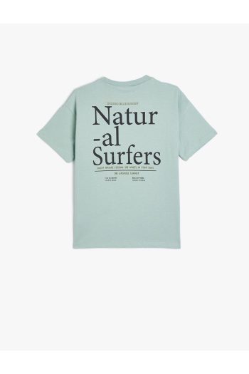 Cotton Short Sleeve T-Shirt with Slogan Print