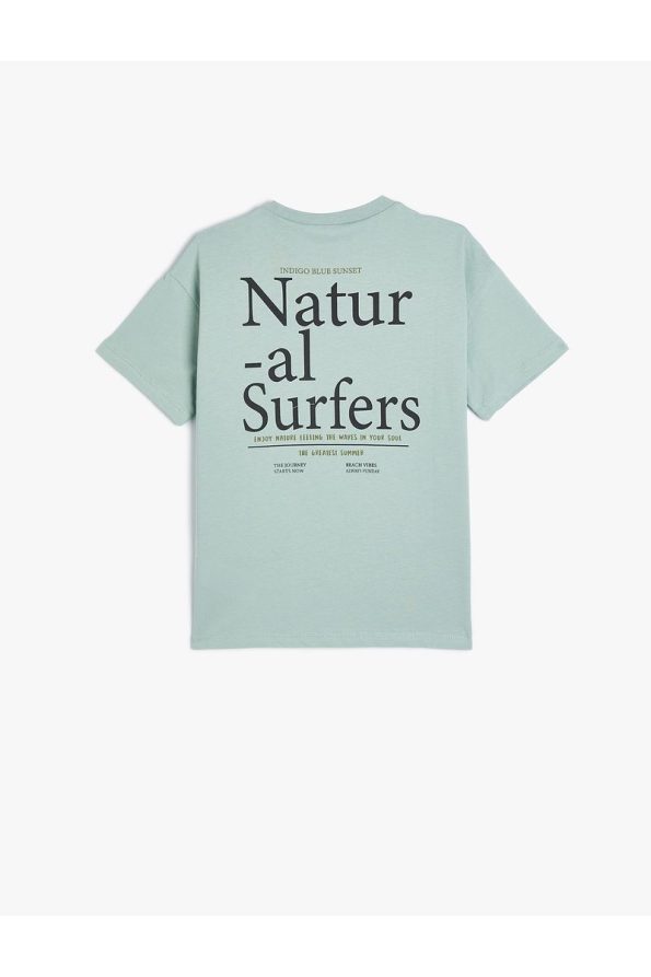 Cotton Short Sleeve T-Shirt with Slogan Print