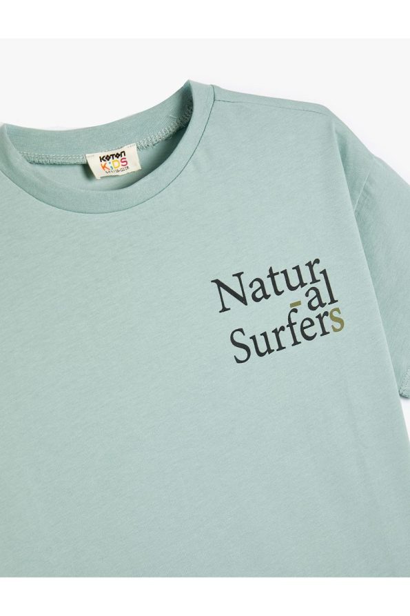 Cotton Short Sleeve T-Shirt with Slogan Print