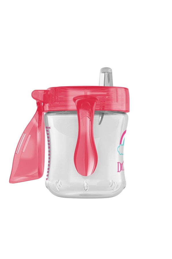Dr. Brown's 180 ml Silicone Spout Training Cup Pink Rainbow Design 6 Months