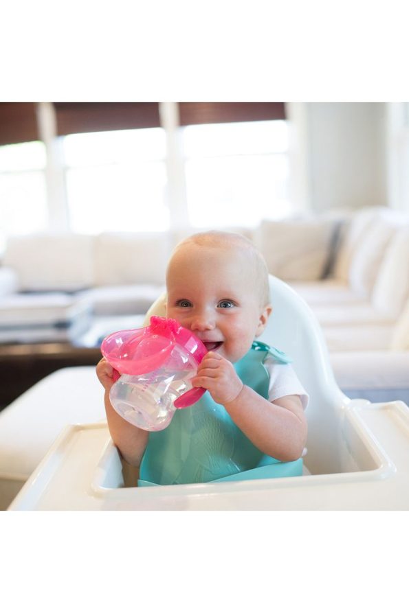 Dr. Brown's 180 ml Silicone Spout Training Cup Pink Rainbow Design 6 Months