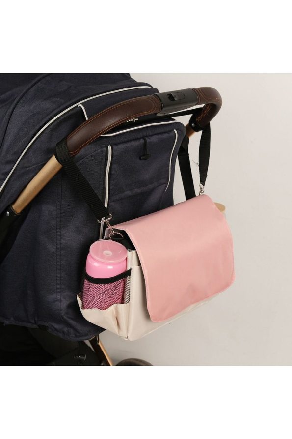 Microcase Adjustable 2-in-1 Baby Stroller Bag with Shoulder Strap and Handle in Pink Cream